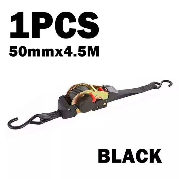 Quick Release Automatic Heavy Duty Retractable Ratchet Tie Down Strap Black 50Mm X 4.5M Tie Downs & Straps