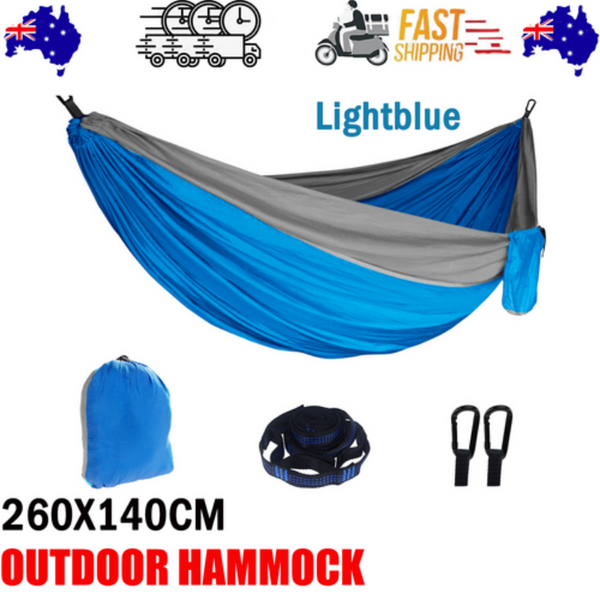 Outdoor Camping Hammock Lightweight 260X140cm Portable Travel Lightblue Hammocks