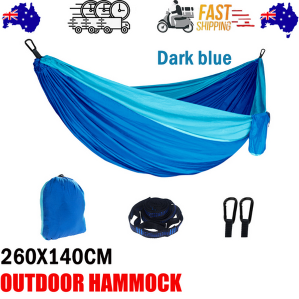 Outdoor Camping Hammock Lightweight 260X140cm Portable Travel Darkblue Hammocks