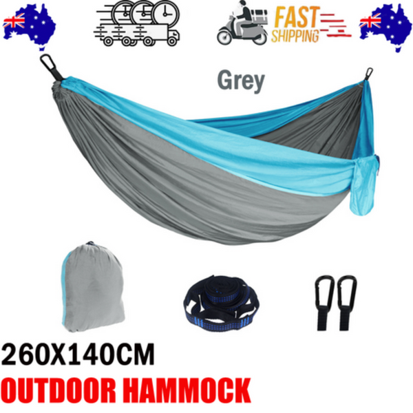 Outdoor Camping Hammock Lightweight 260X140cm Portable Travel Grey Hammocks