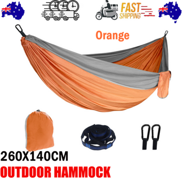 Outdoor Camping Hammock Lightweight 260X140cm Portable Travel Orange Hammocks