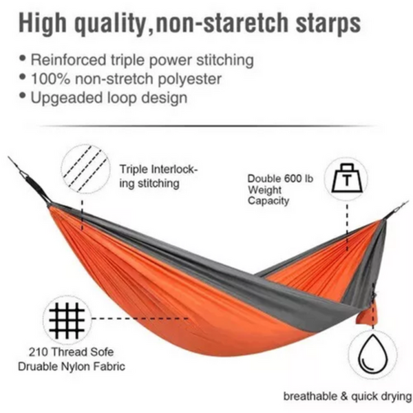 Outdoor Camping Hammock Lightweight 260X140cm Portable Travel Orange Hammocks