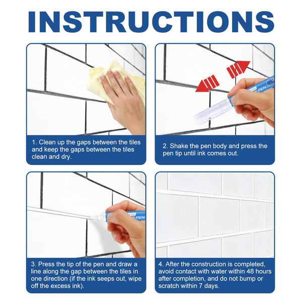 Jue Fish Tile Repair Pen Waterproof Mildew Resistant For Bathroom Floor Crevices Tiling Accessories