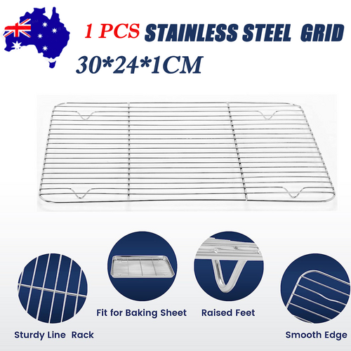 1Pc Stainless Steel Baking Pan Toaster Oven Pans Grid Dish Bbq Cookie Cake 30*24Cm Baking Trays