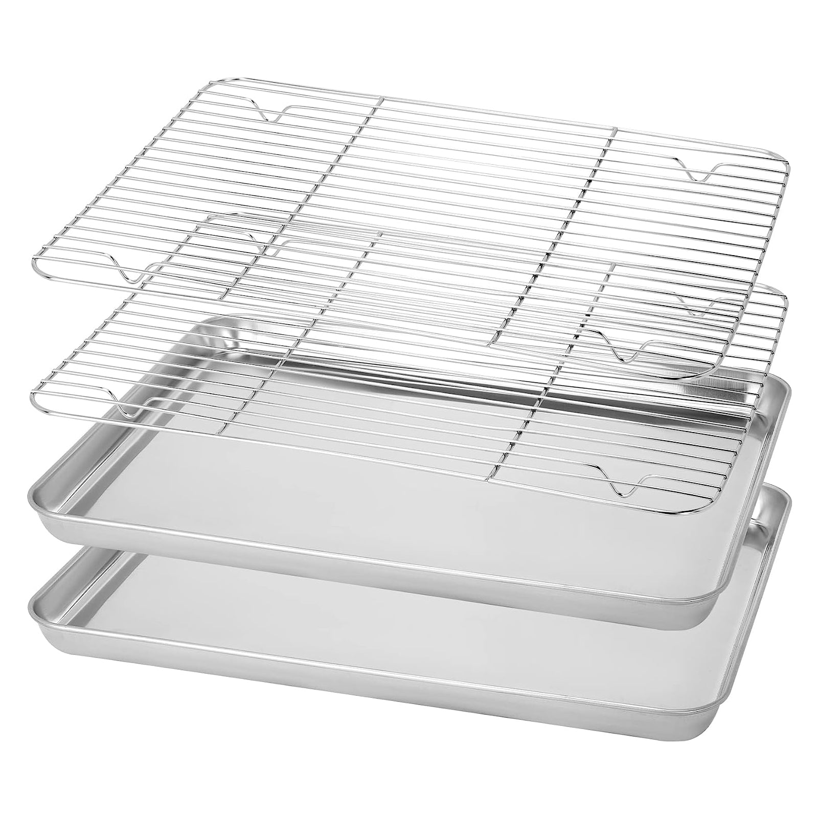 1Pc Stainless Steel Baking Pan Toaster Oven Pans Grid Dish Bbq Cookie Cake 30*24Cm Baking Trays