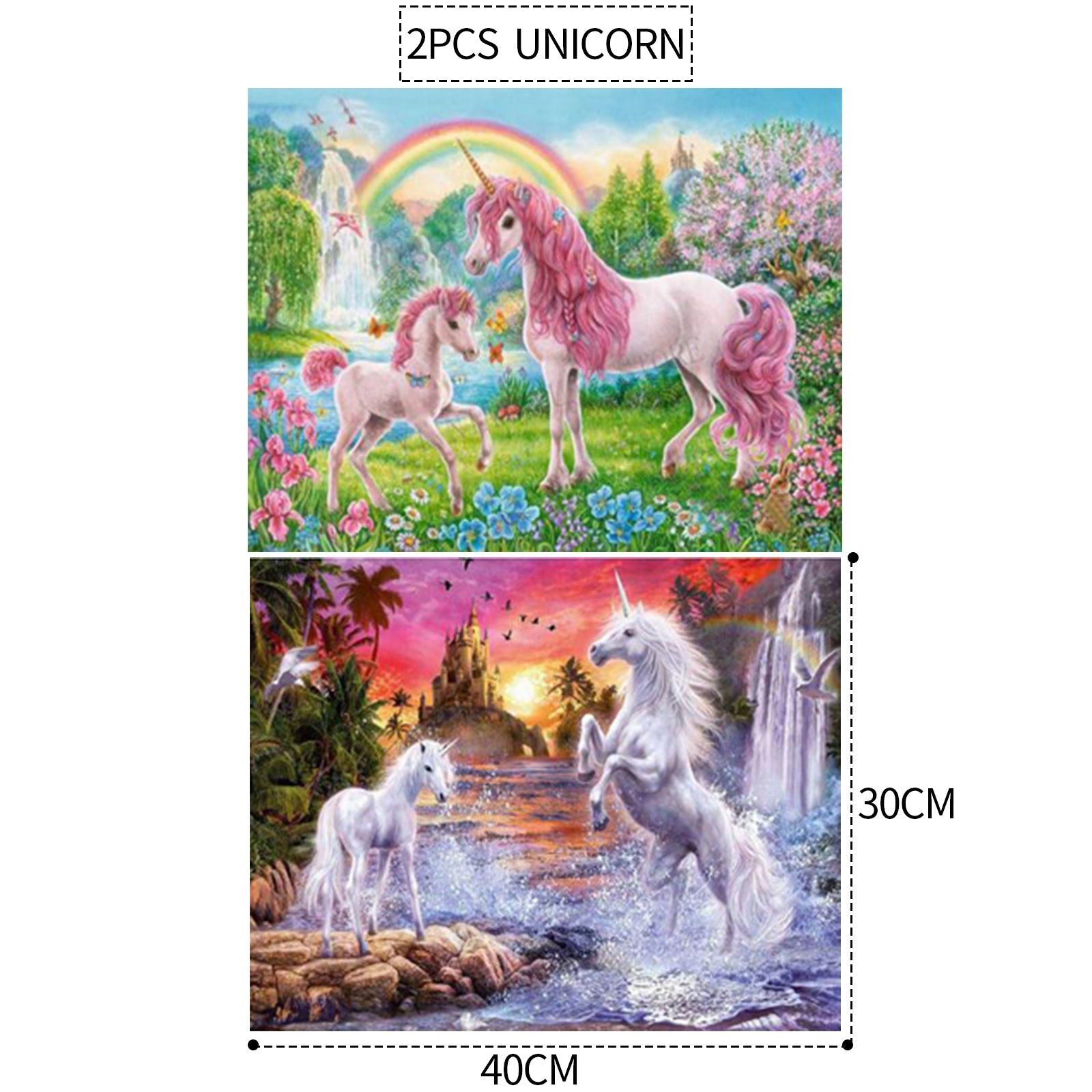 2Pcs 5D Glue Art For Adults Kids Diy Gift 40X30cm Diamond Painting Kits