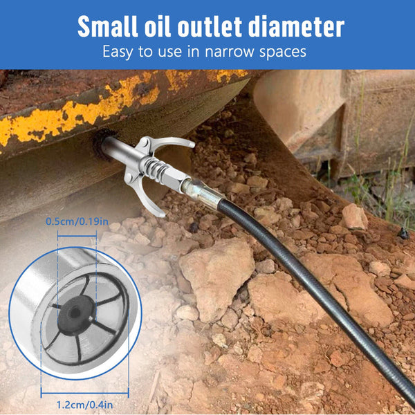 Grease Gun Coupler High Pressure Quick Release Lock Nozzles With Hose For 1/8"Npt Grease Guns