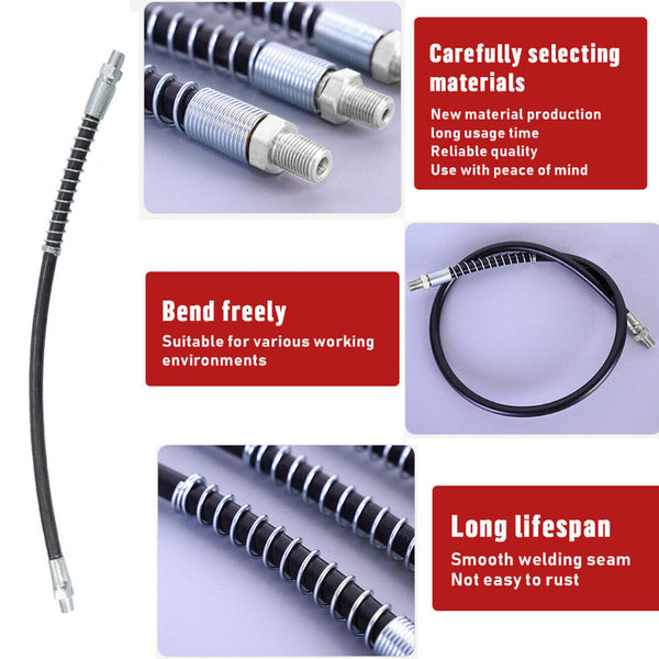 Grease Gun Coupler High Pressure Quick Release Lock Nozzles With Hose For 1/8"Npt Grease Guns