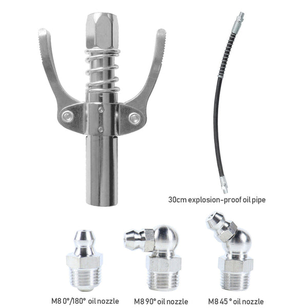 Grease Gun Coupler High Pressure Quick Release Lock Nozzles With Hose For 1/8"Npt Grease Guns