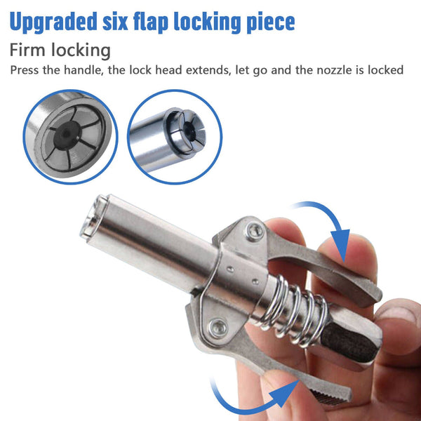Grease Gun Coupler High Pressure Quick Release Lock Nozzles With Hose For 1/8"Npt Grease Guns