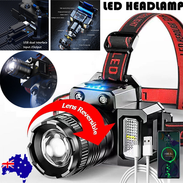 900000Lm Led Headlamp Rechargeable Headlight Zoomable Torch Lamp Flashlight Led Car Lights