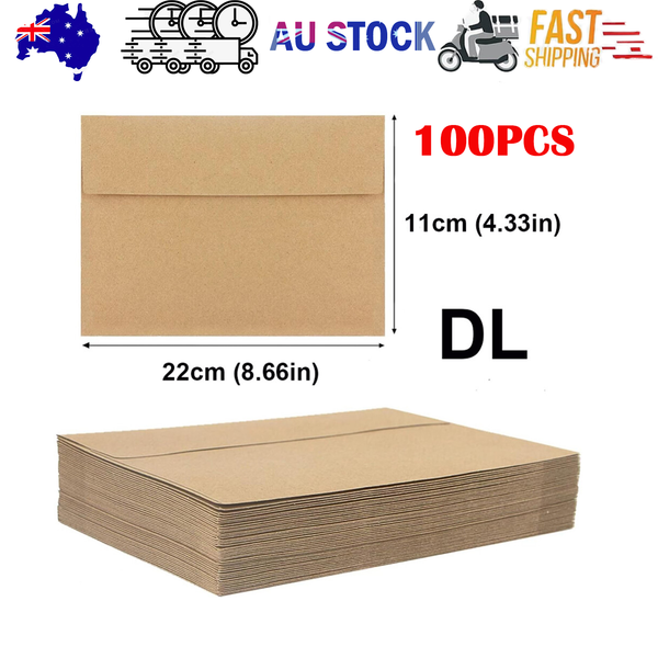 100X Kraft Envelopes Brown Dl Mailer For Business Wedding Party 120Gsm Other Envelopes & Mailers