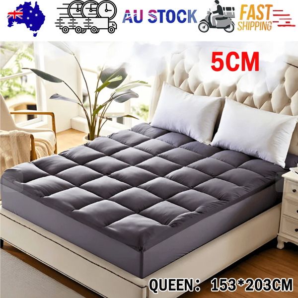 5Cm Luxury Pillowtop Mattress Topper Pad Dust Mite Resistant Queen:153*203Cm Mattress Toppers & Protectors