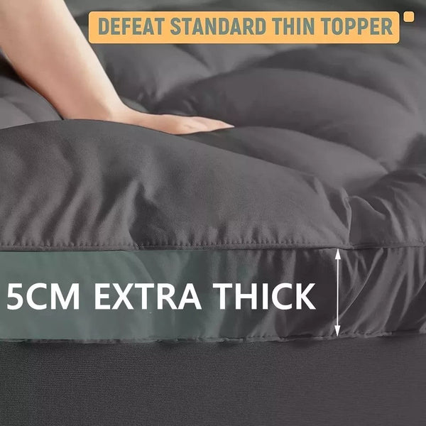 5Cm Luxury Pillowtop Mattress Topper Pad Dust Mite Resistant Queen:153*203Cm Mattress Toppers & Protectors