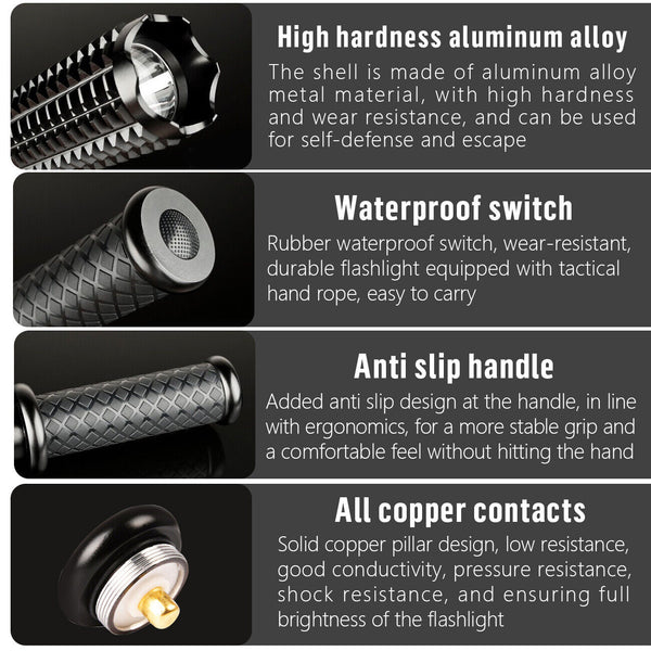 90000Lm Baseball Bat Led Flashlights Waterproof Powerful Aluminium For Emergency Baseball Batting Cages & Nets