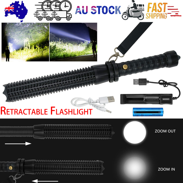 Baseball Led Flashlight Rechargeable Zoom Police Security Torch Baton Lamp Light Flashlights
