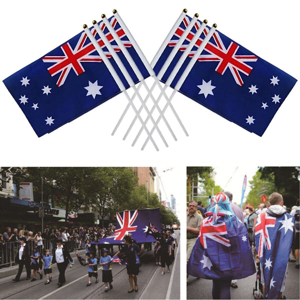 Small Hand Held Australian Occasions Yard Garden Outdoor Decor Banner Set Flags