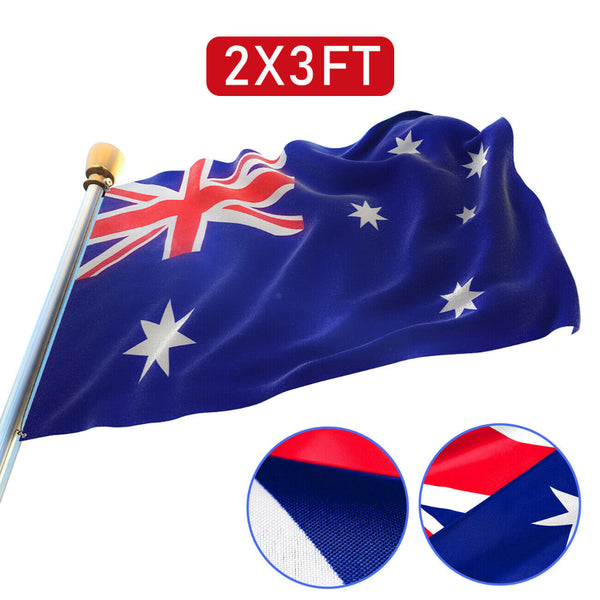2 Pack Australian Aussie Flag Anzac Day Oz 2X3ft 60X90cm Polyester Flags