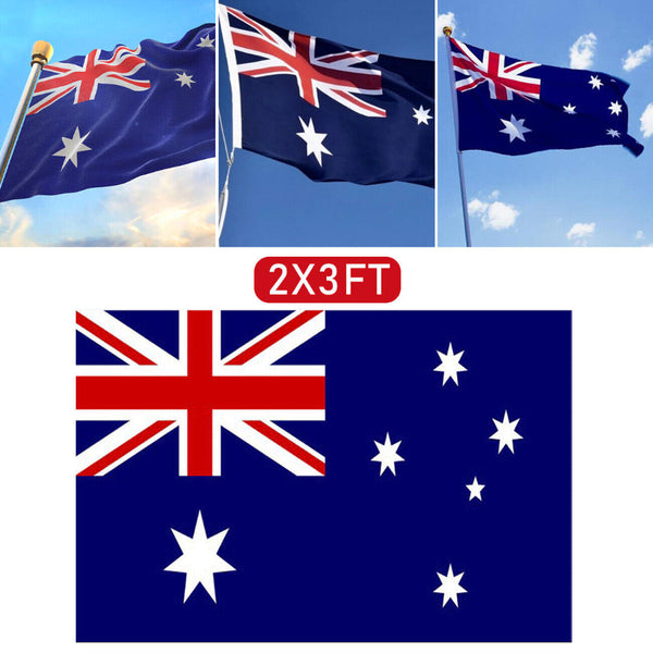 2 Pack Australian Aussie Flag Anzac Day Oz 2X3ft 60X90cm Polyester Flags