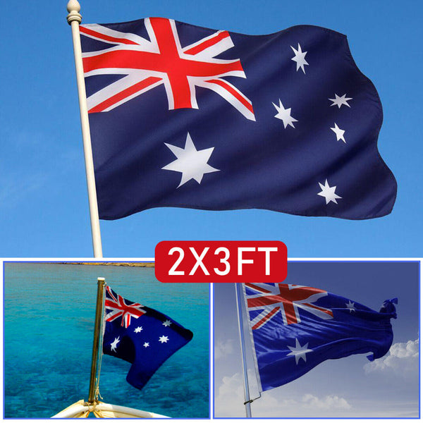 2 Pack Australian Aussie Flag Anzac Day Oz 2X3ft 60X90cm Polyester Flags