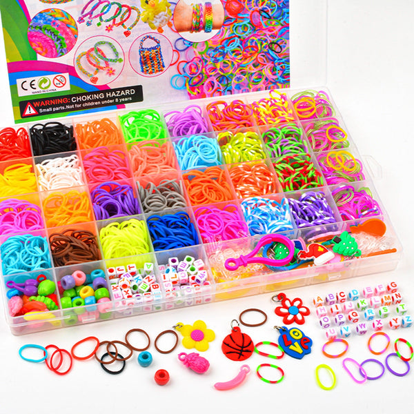 40Grids Rainbow Loom Bands Rubber Bracelet Making Kit S Clips Diy Toys Craft Beads
