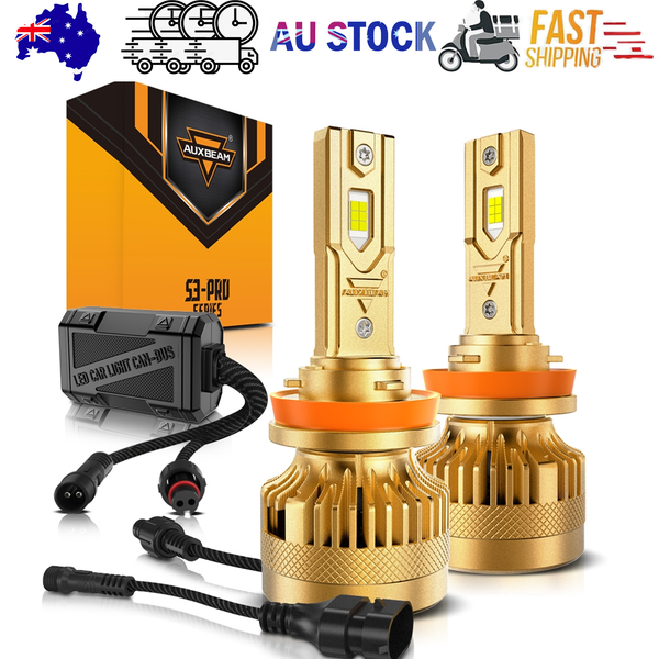 S3 Pro Series H11 Dual Copper Pipe 12V Matching Decoder 120W Gold Aluminum Components Auxbeam Led Car Lights
