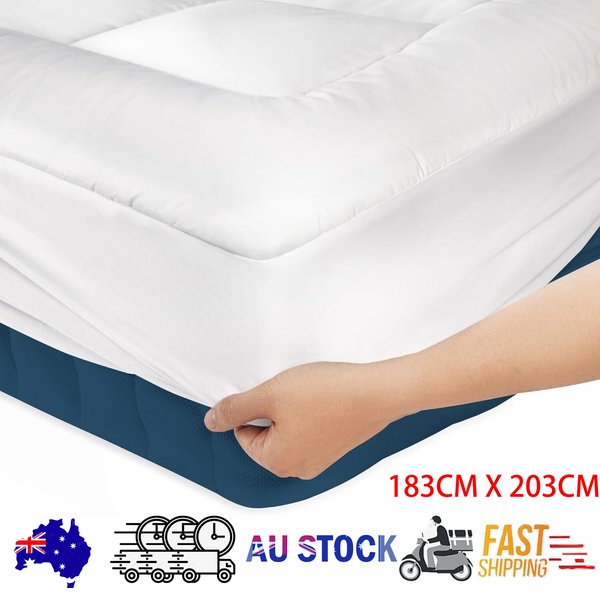 Luxury Mattress Topper Pillowtop Bedding Pad Fitted Cover Underlay King Mattress Toppers & Protectors