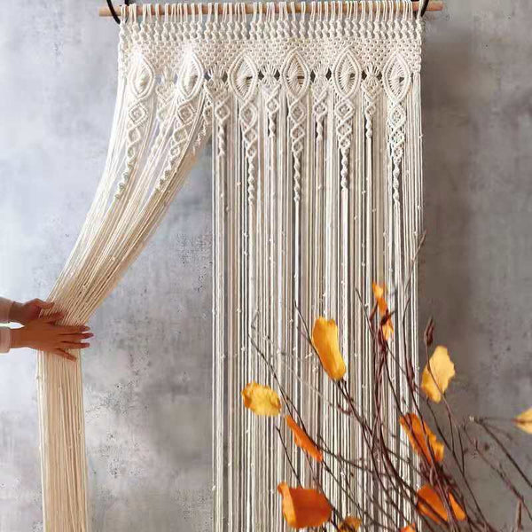 2M Heavy Duty Macrame Curtain Boho Woven Wall Hanging Doorway Wedding Curtains & Drapes