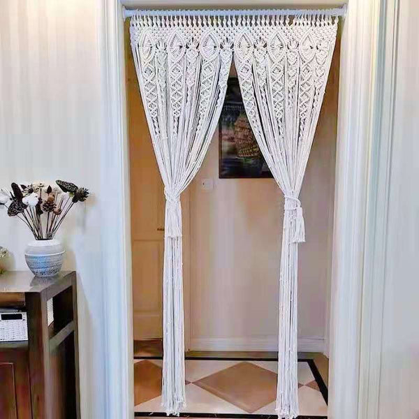 2M Heavy Duty Macrame Curtain Boho Woven Wall Hanging Doorway Wedding Curtains & Drapes