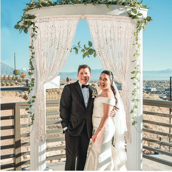 2M Heavy Duty Macrame Curtain Boho Woven Wall Hanging Doorway Wedding Curtains & Drapes