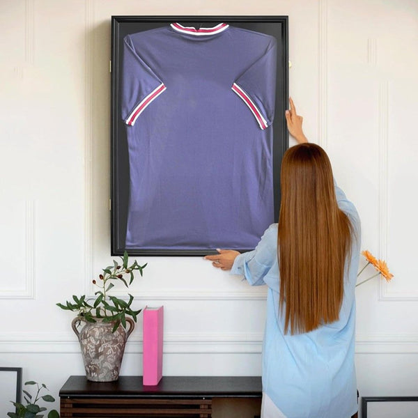 Jersey Frame Display Case Large Sports Showcase Box Custom Shirt Black 60X80cm Display Stands