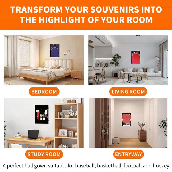 Jersey Frame Display Case Large Sports Showcase Box Custom Shirt Black 60X80cm Display Stands