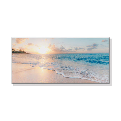 50Cmx100cm Ocean And Beach White Frame Canvas Wall Art