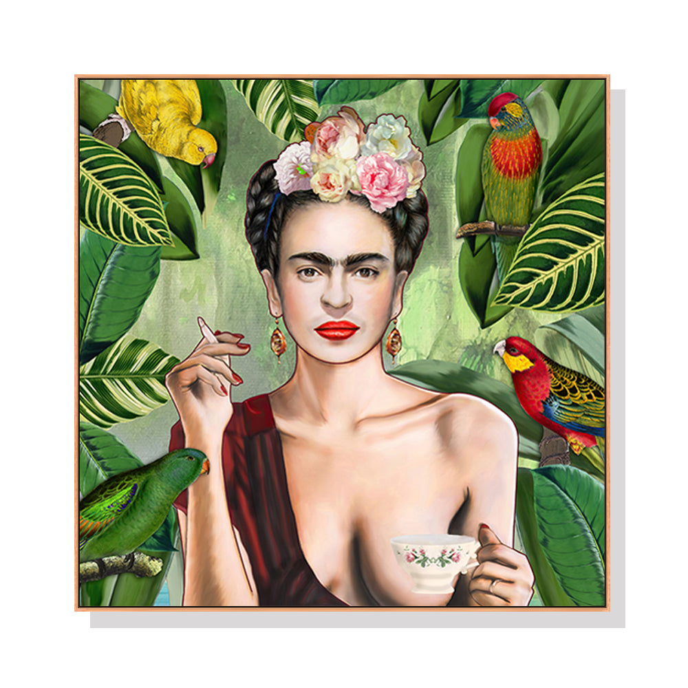50Cmx50cm Self Portrait By Frida Kahlo Wood Frame Canvas Wall Art