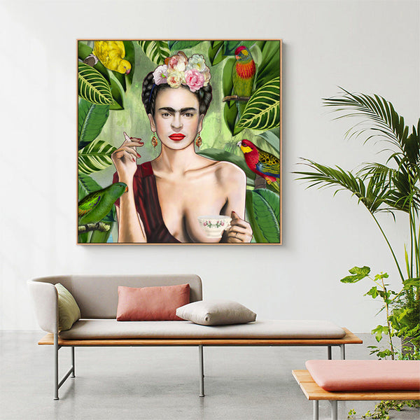 60Cmx60cm Self Portrait By Frida Kahlo Wood Frame Canvas Wall Art