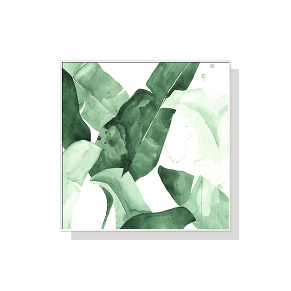 50Cmx50cm Leaves Square Size White Frame Canvas Wall Art