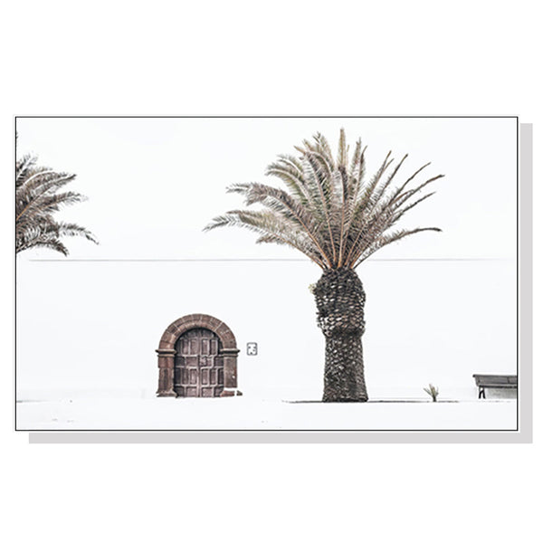 60Cmx90cm European Palm Tree White Frame Canvas Wall Art