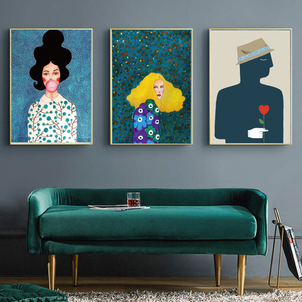 40Cmx60cm Modern Figure 3 Sets Gold Frame Canvas Wall Art