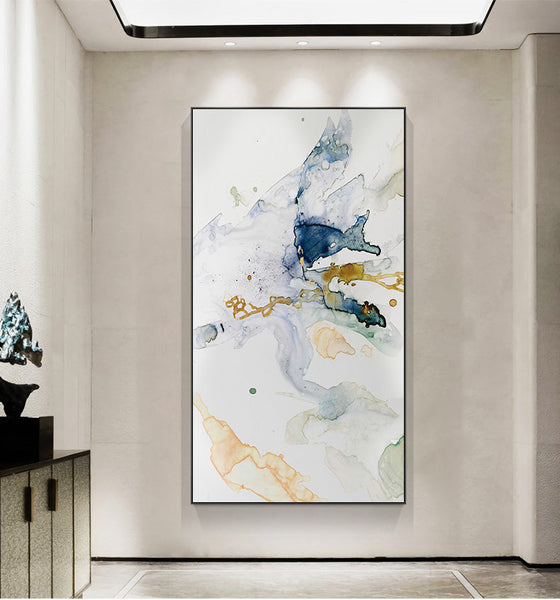 40Cmx80cm Abstract Watercolour Style Black Frame Canvas Wall Art