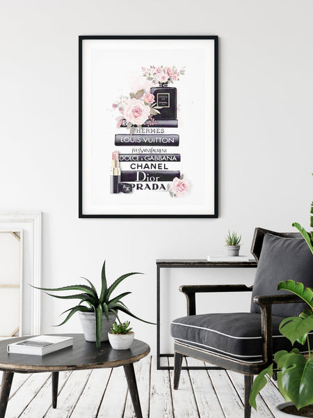 60Cmx90cm Fashion Book Black Frame Canvas Wall Art