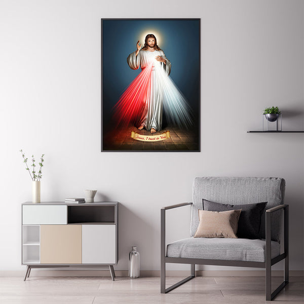 60Cmx90cm Jesus Divine Mercy I Trust In You Black Frame Canvas Wall Art