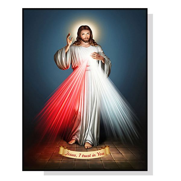 60Cmx90cm Jesus Divine Mercy I Trust In You Black Frame Canvas Wall Art