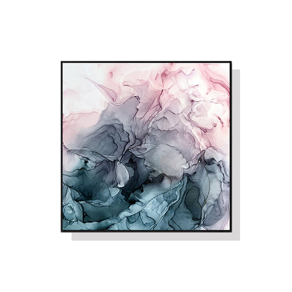 60Cmx60cm Marbled Pink Grey Black Frame Canvas Wall Art