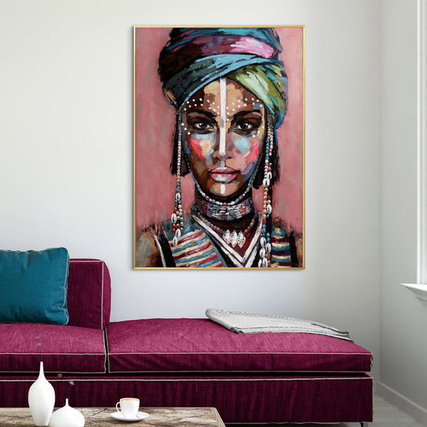 90Cmx135cm African Woman Ii Gold Frame Canvas Wall Art