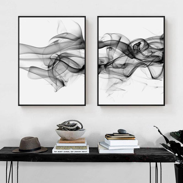 70Cmx100cm Stylish Abstract Black 2 Sets Frame Canvas Wall Art