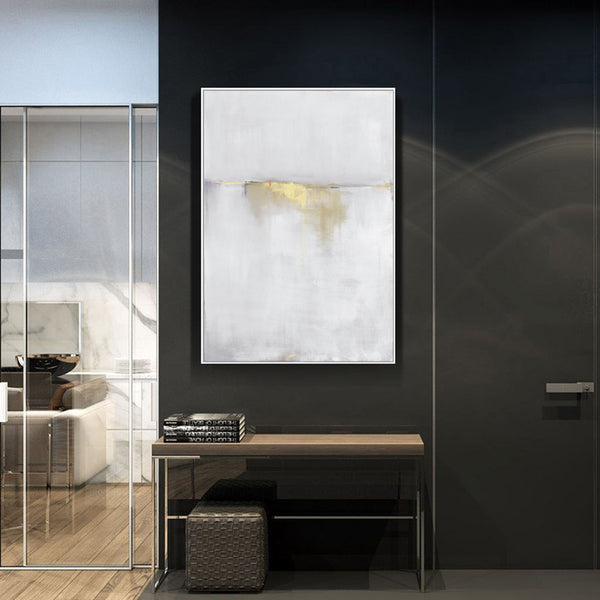 60Cmx90cm Abstract Gold White Single Ii Frame Canvas Wall Art