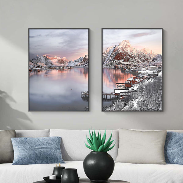 70Cmx100cm Nordic Norway 2 Sets Black Frame Canvas Wall Art