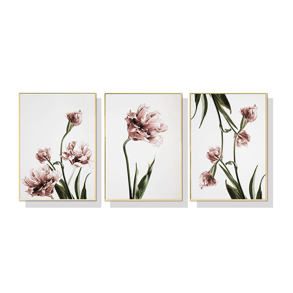 90Cmx135cm Tulip Flower Sets Gold Frame Canvas Wall Art