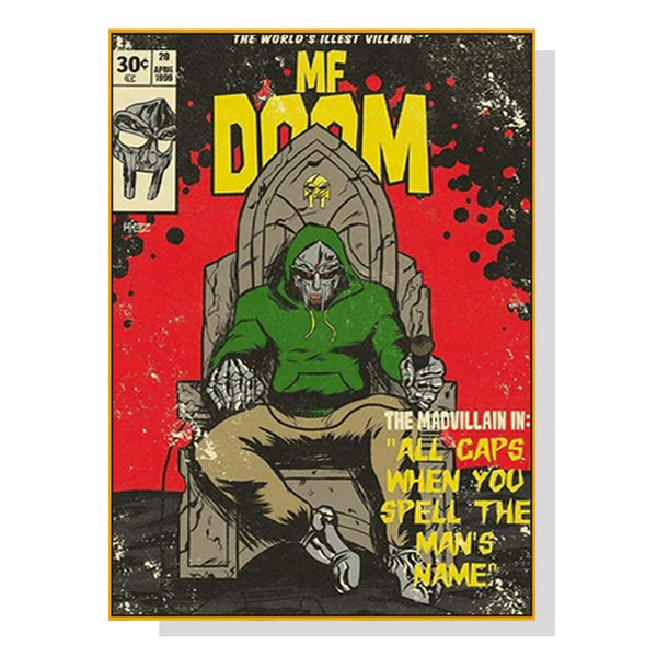90Cmx135cm Mf Doom Music Gold Frame Canvas Wall Art