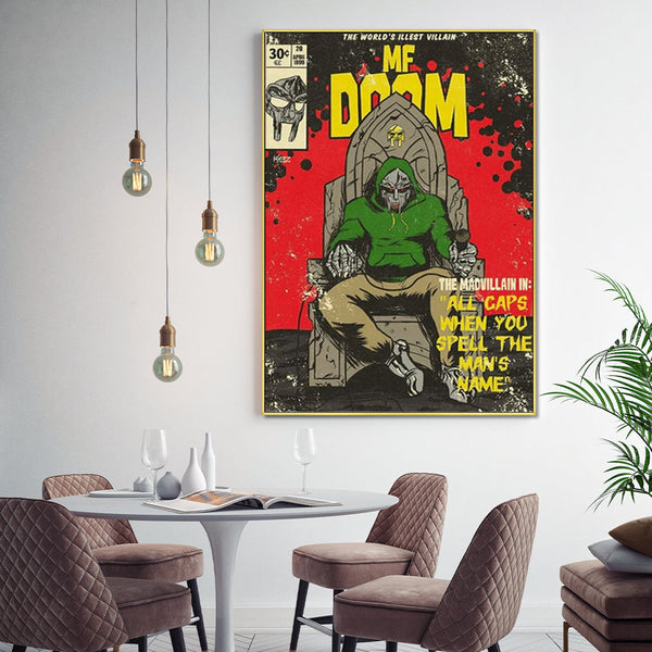 90Cmx135cm Mf Doom Music Gold Frame Canvas Wall Art